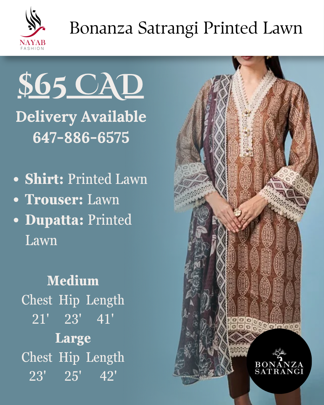 Bonanza Satrangi Printed Lawn